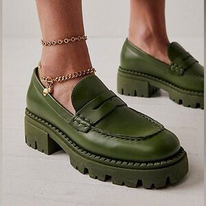 Free People Lyra Lug Sole Loafer in Serpent Green Size 41 = US 10
